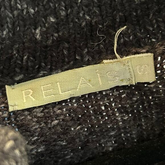 Vintage Relais Gray Multi Floral Embroidered Button Up Cardigan Womens Small - Picture 2 of 5